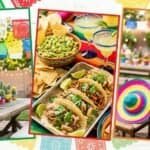 Colorful Cinco de Mayo party decorations with papel picado banners and vibrant table settings.