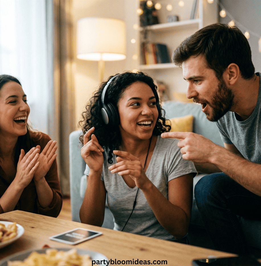 Young teens enjoying fun party games at a birthday celebration.