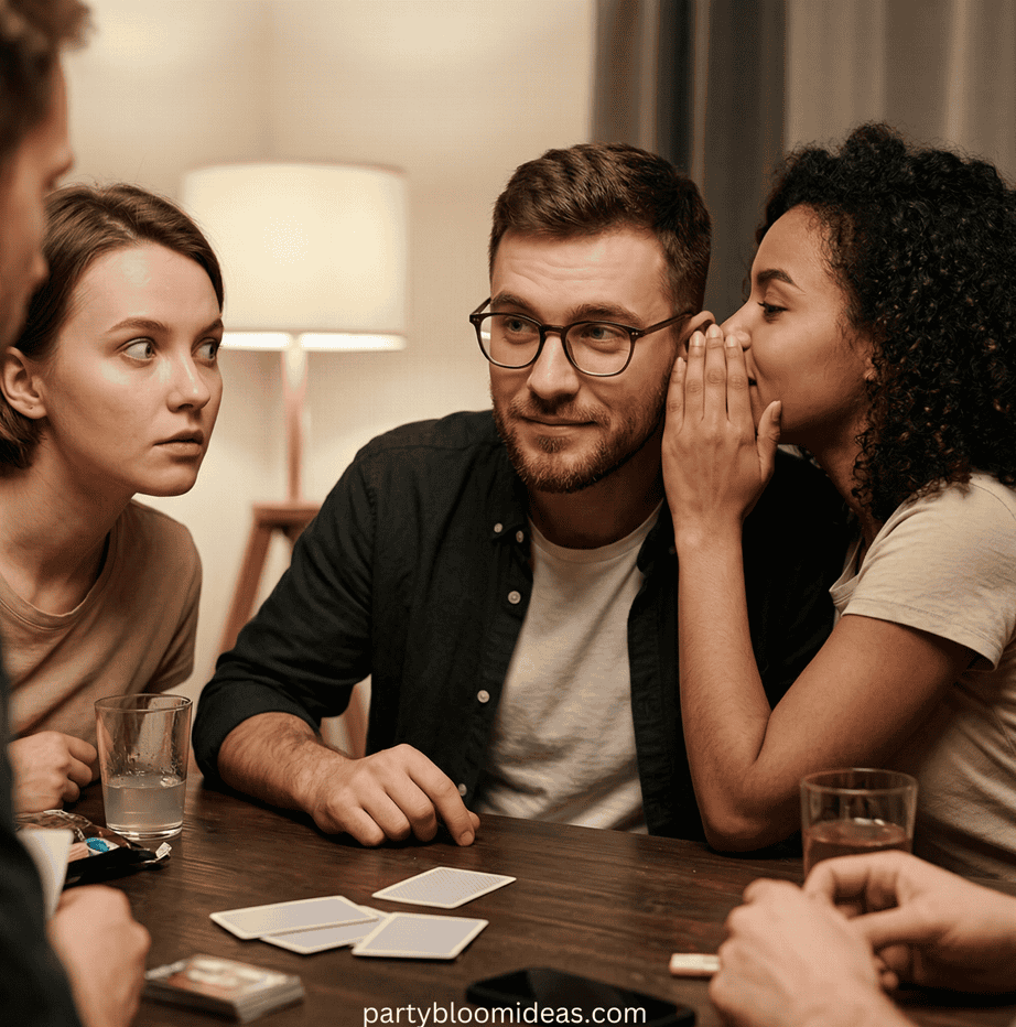 Group of teenagers playing birthday party games for 13-year-olds.