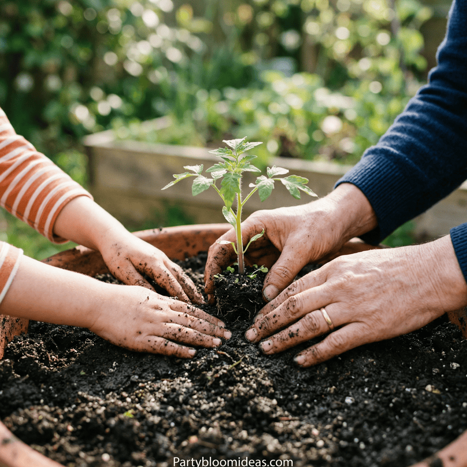 Young tree planting for Mother's Day gift or celebration.