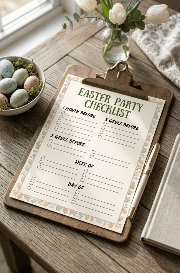 Easter party checklist for kids and families with important prep dates and activities. Perfect for o.