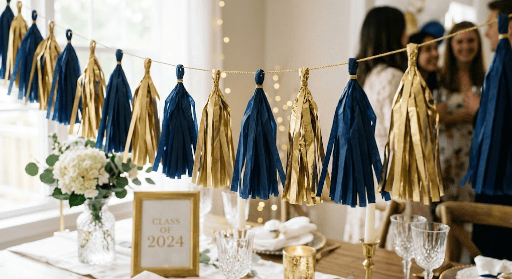 Graduation tassel garland for DIY party decorations, perfect for a professional-looking graduation c.