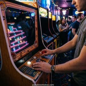 Arcade game machine at an adult birthday party, perfect for fun and entertainment.