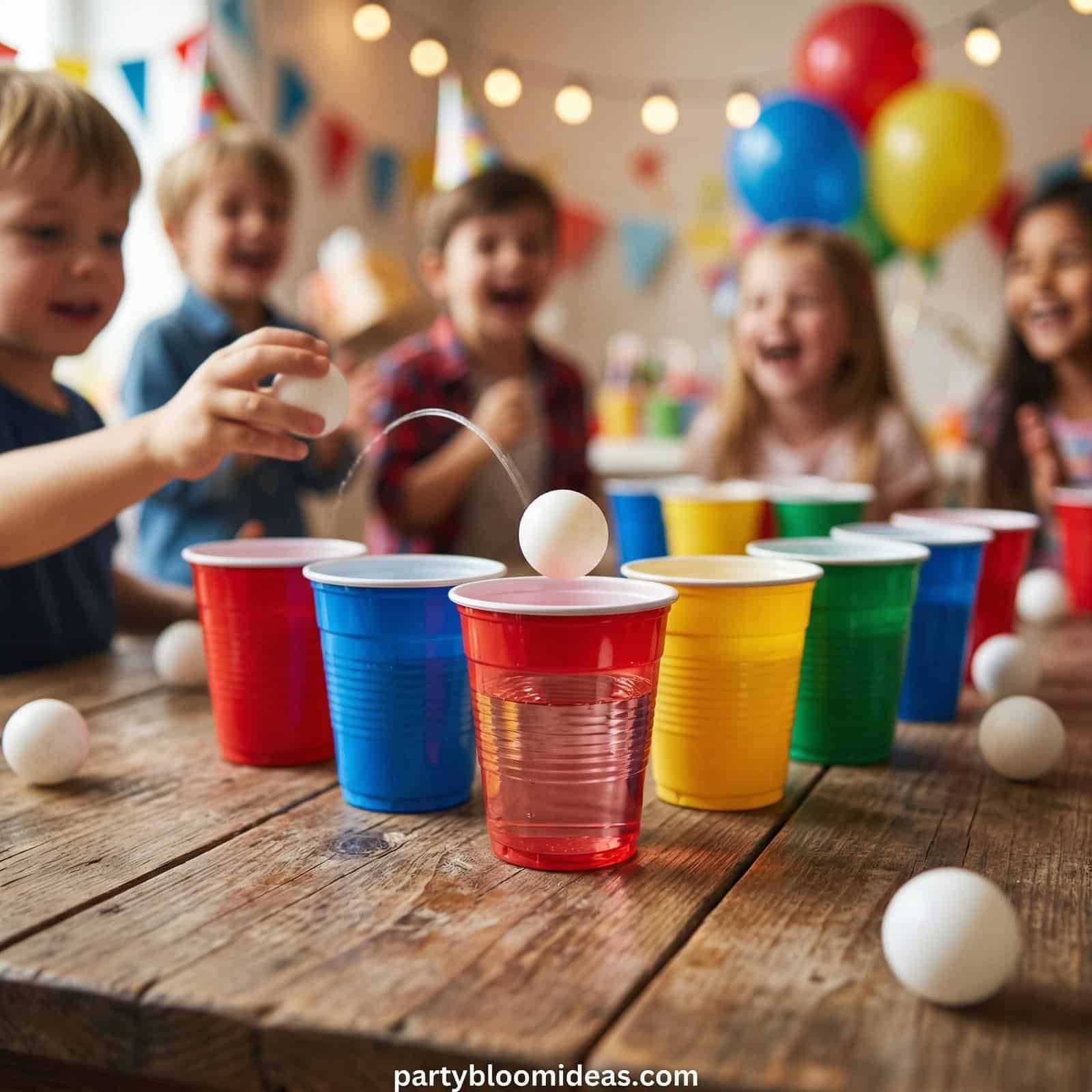 Fun birthday game with cups and balls for 12-year-olds at a birthday party.