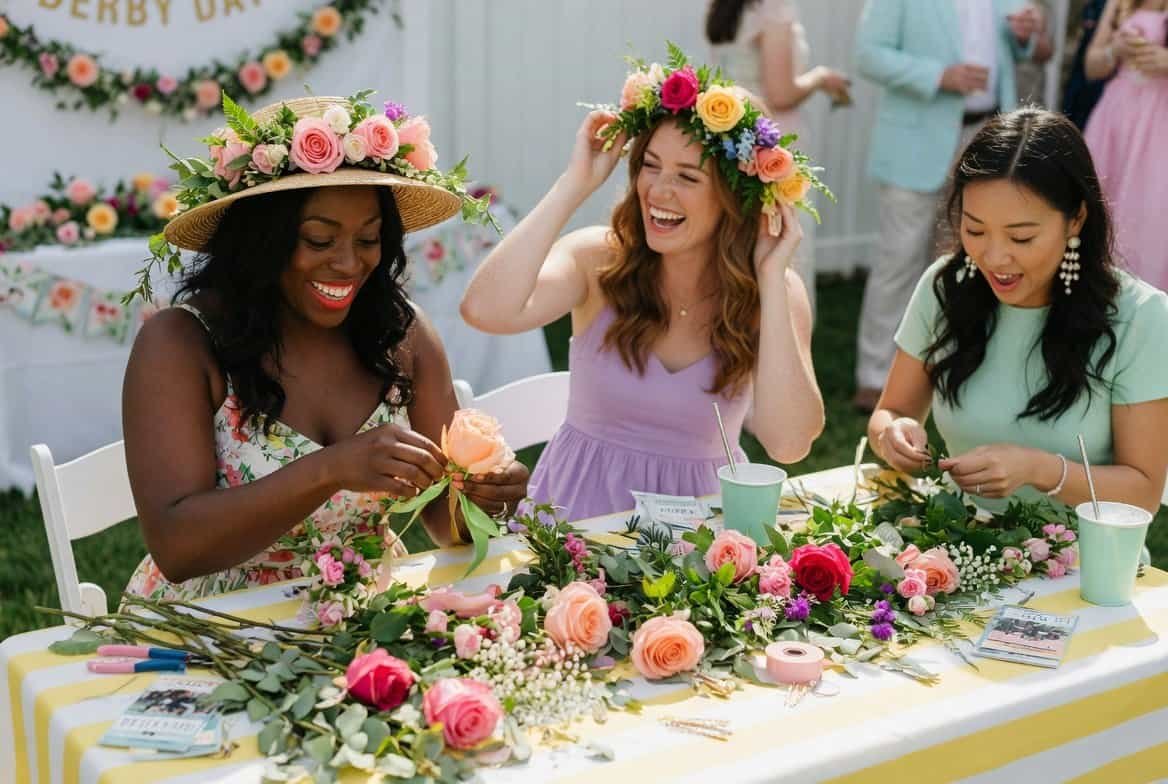 Colorful floral headbands for Kentucky Derby celebrations.