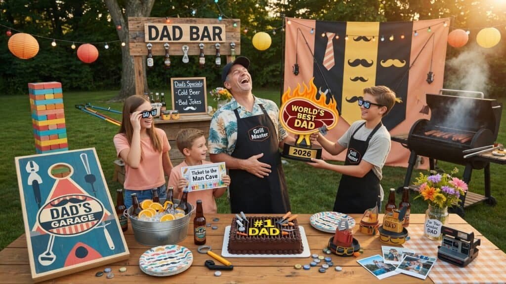Father's Day outdoor party with themed games and decorations.