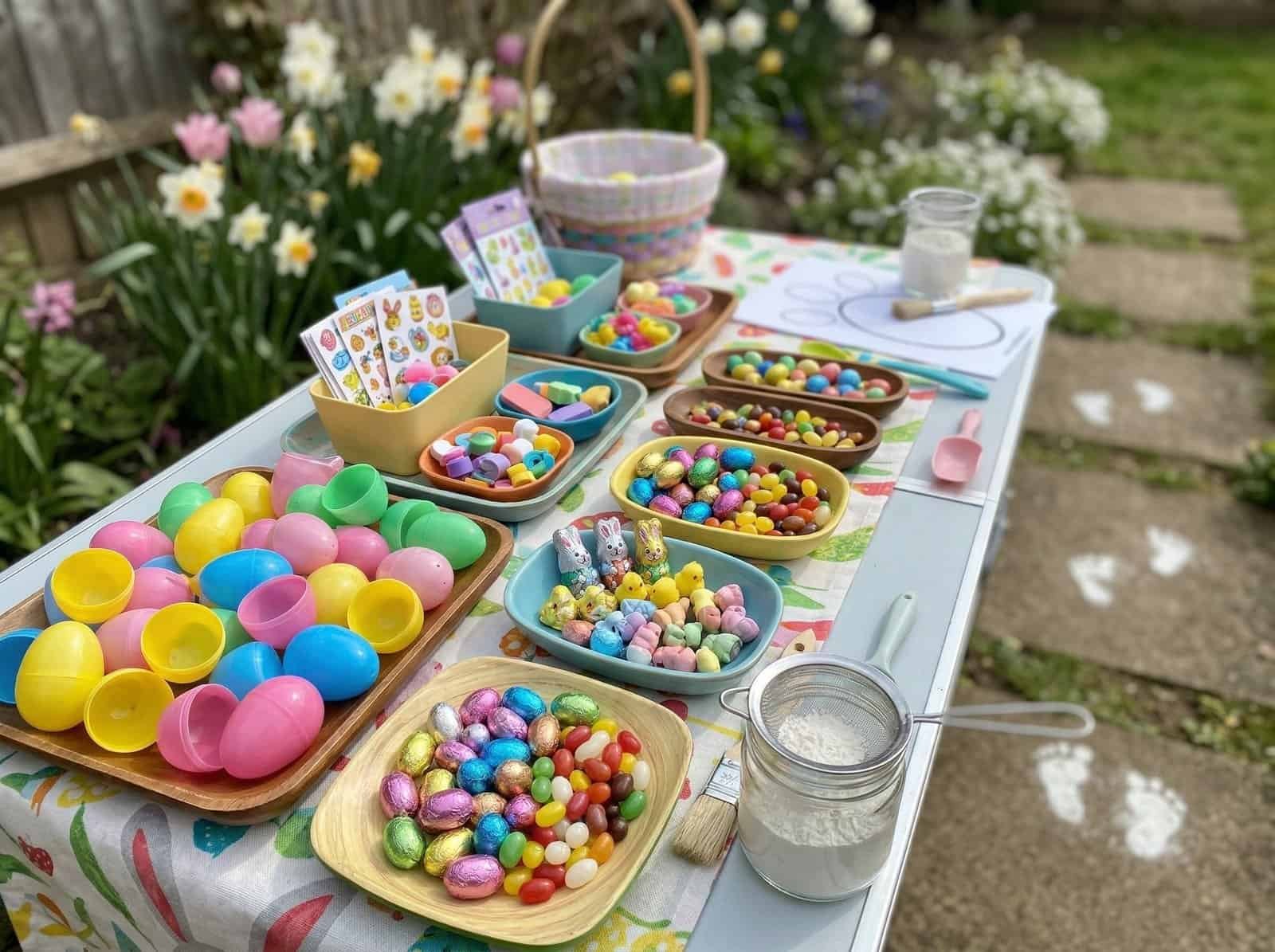 Colorful Easter Egg Hunt Supplies for Kids.