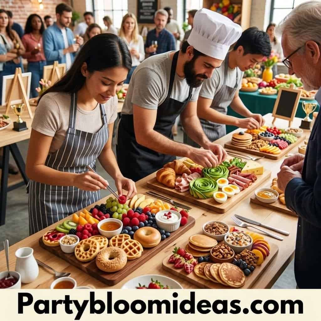 Delicious assortment of breakfast and brunch foods at a Mother's Day celebration.