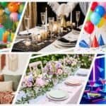 Vibrant balloons and tropical fruits for a lively party atmosphere. Perfect for birthdays and celebr.