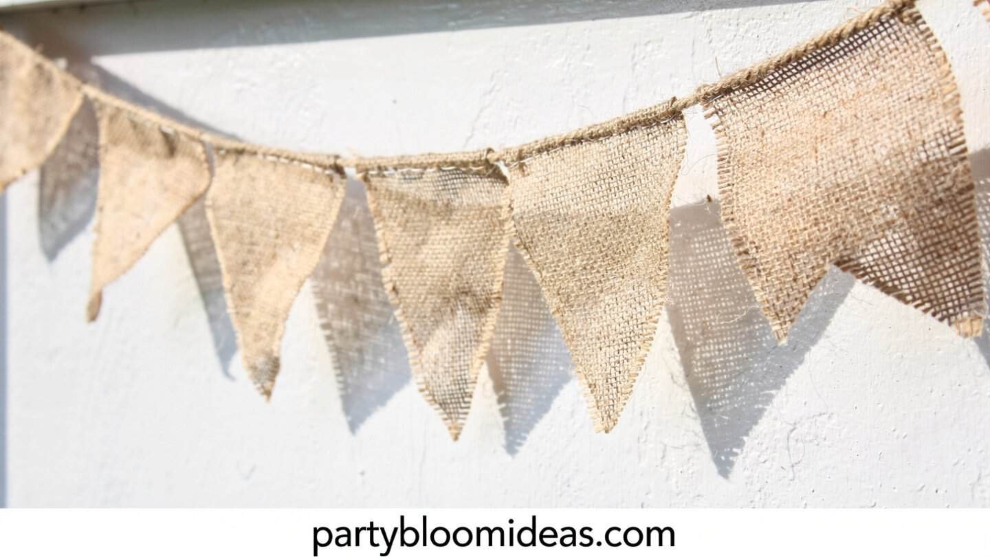 Burlap triangle bunting banner for a rustic outdoor celebration