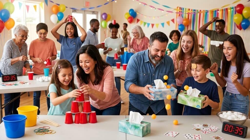 Celebrating with friends and family at a lively party with colorful decorations and joyful moments.