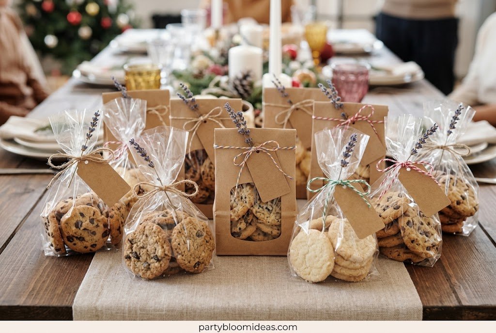Decorated homemade cookies wrapped in clear gift bags for baby showers, birthdays, and bridal showers.