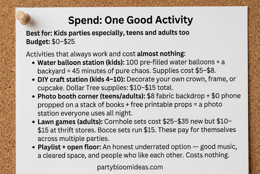 Guests enjoying fun birthday party activities, games, and entertainment suitable for all ages.