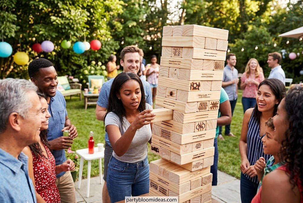 Teams competing in outdoor Beer Olympics party games.