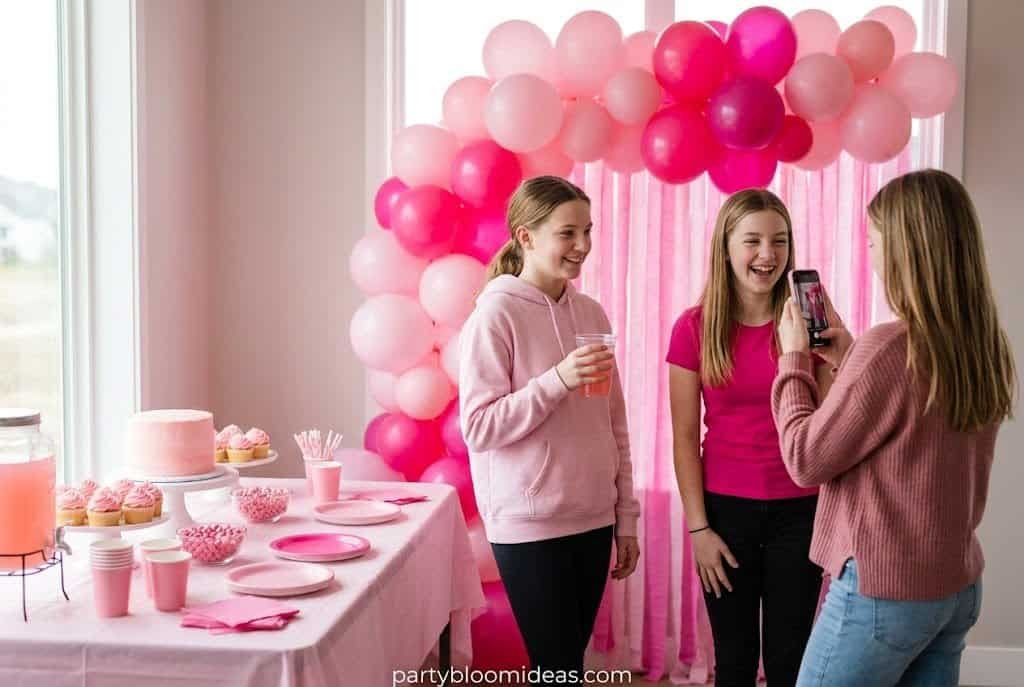 Pink monochrome birthday party aesthetic for teenage girl birthday party ideas for teenage girls