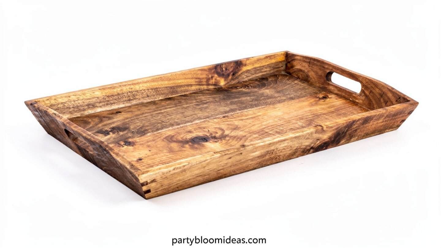 Wooden harvest tray centerpiece with mini pumpkins and fall greenery DIY Thanksgiving Centerpiece Ideas