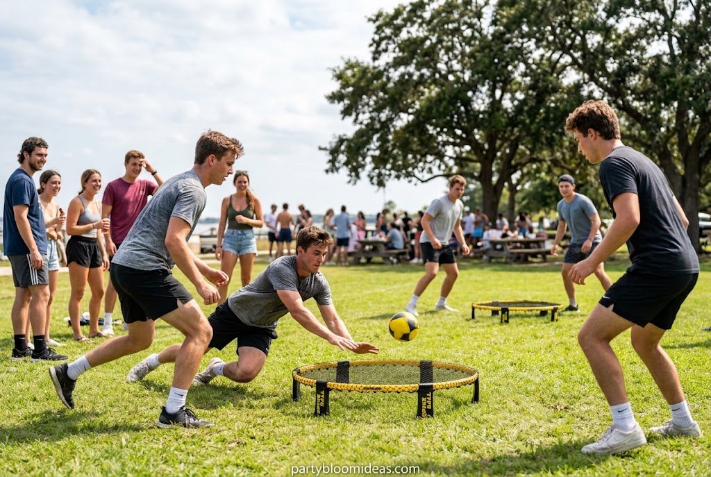 Spikeball outdoor party game for large groups