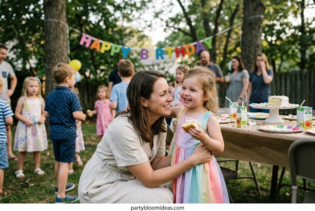 Happy kids celebrating a birthday party with cake, balloons, games, and joyful family momentsm How to Plan a Kids Birthday Party Step by Step