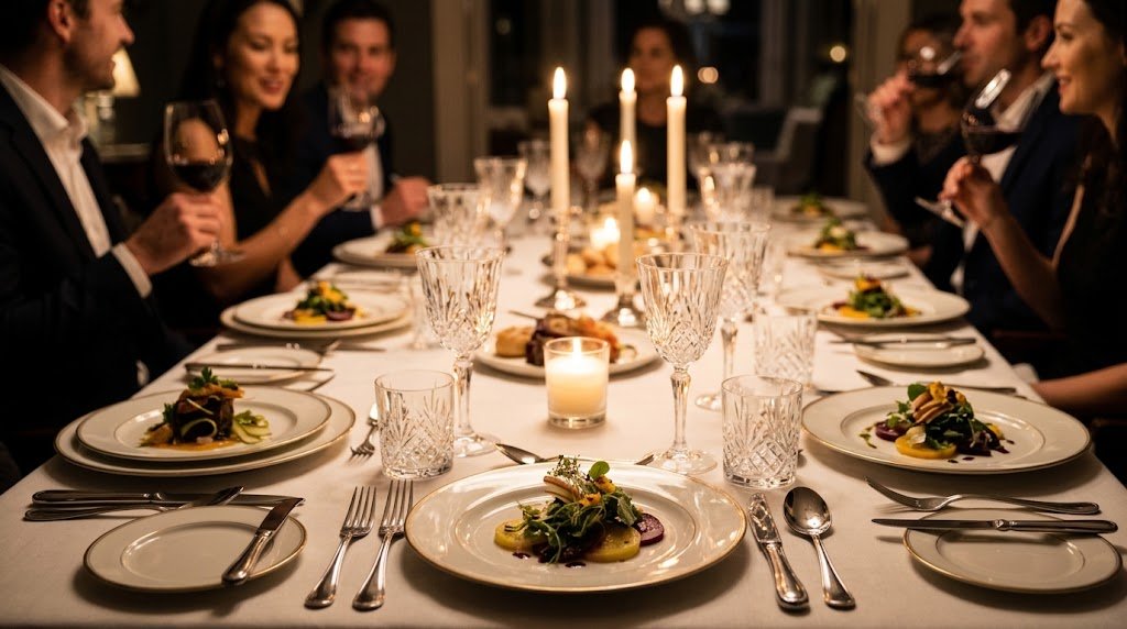 Simple elegant dinner table proving style comes from atmosphere rather than expensive décor.