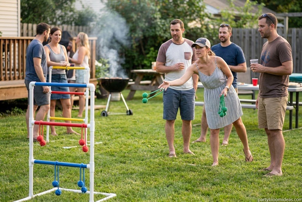 Ladder toss lawn game for outdoor parties