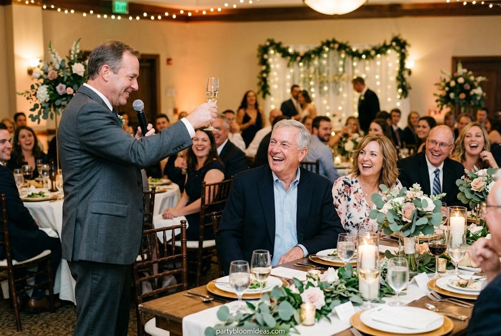 Elegant retirement dinner with heartfelt speeches, laughter, and celebratory toasts