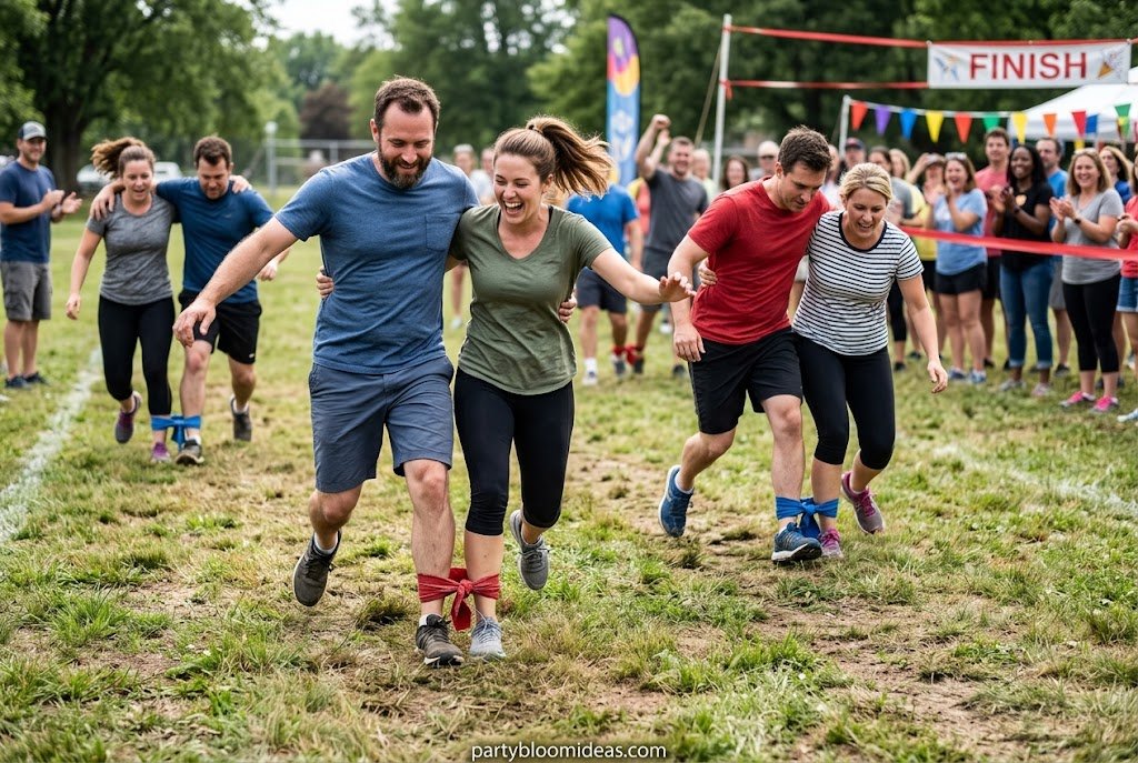 Three-legged race outdoor party game