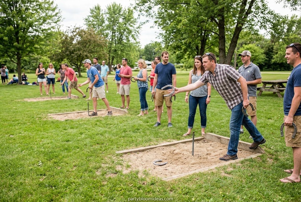 Horseshoes outdoor lawn game for parties