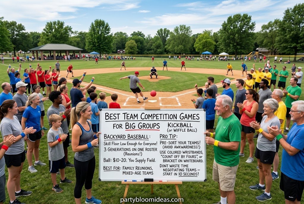 Kickball and Wiffle Ball outdoor party games