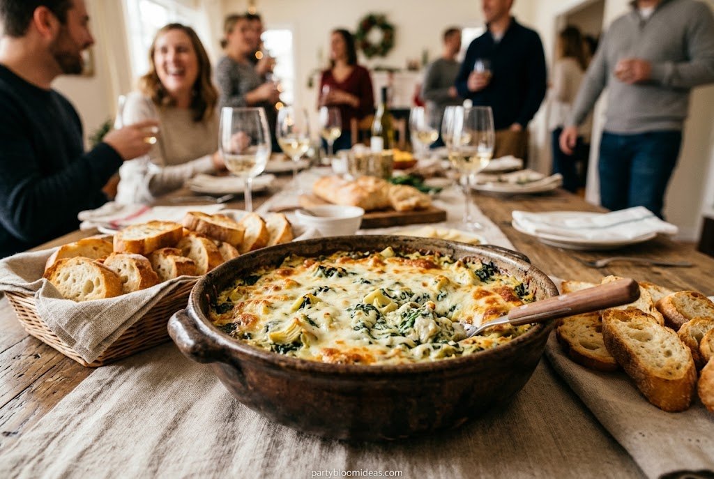 Spinach artichoke dip party appetizer