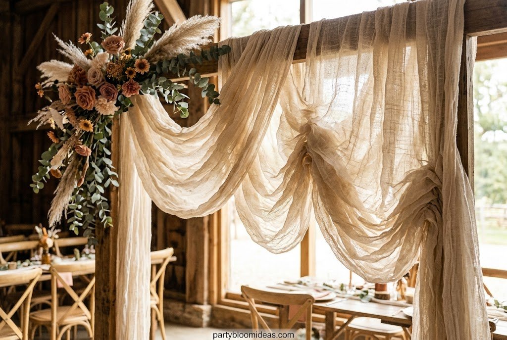 Budget fabric tablecloth backdrop for baby shower and birthday party