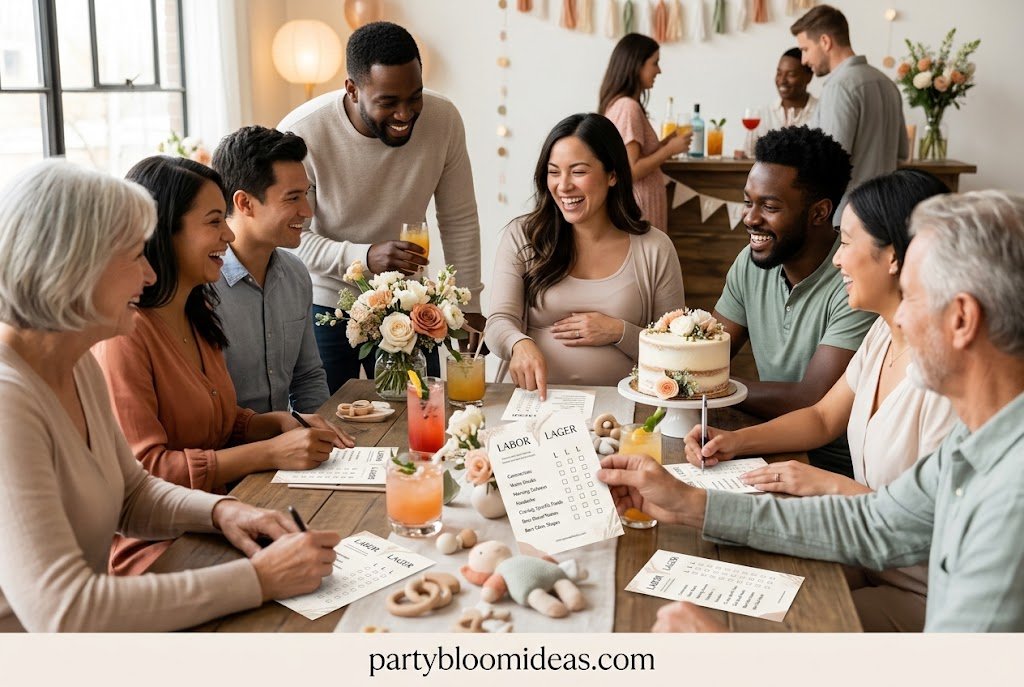 Guests laughing while guessing whether each term is a labor phrase or a craft beer name.