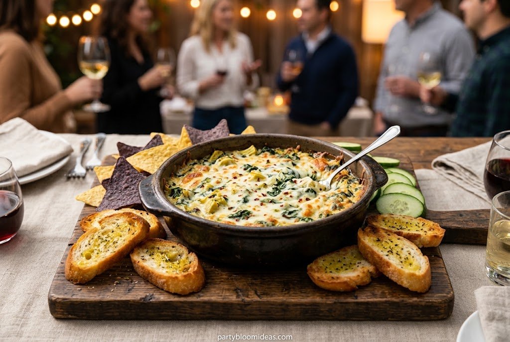 Warm spinach artichoke dip for an easy party appetizer