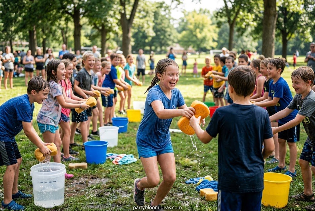 Water balloon toss game for summer parties