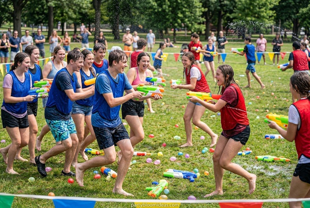Sponge relay water game for outdoor parties