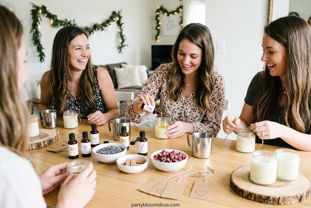 DIY candle-making bridal shower activity with handmade candles and creative party setup Budget Bridal Shower